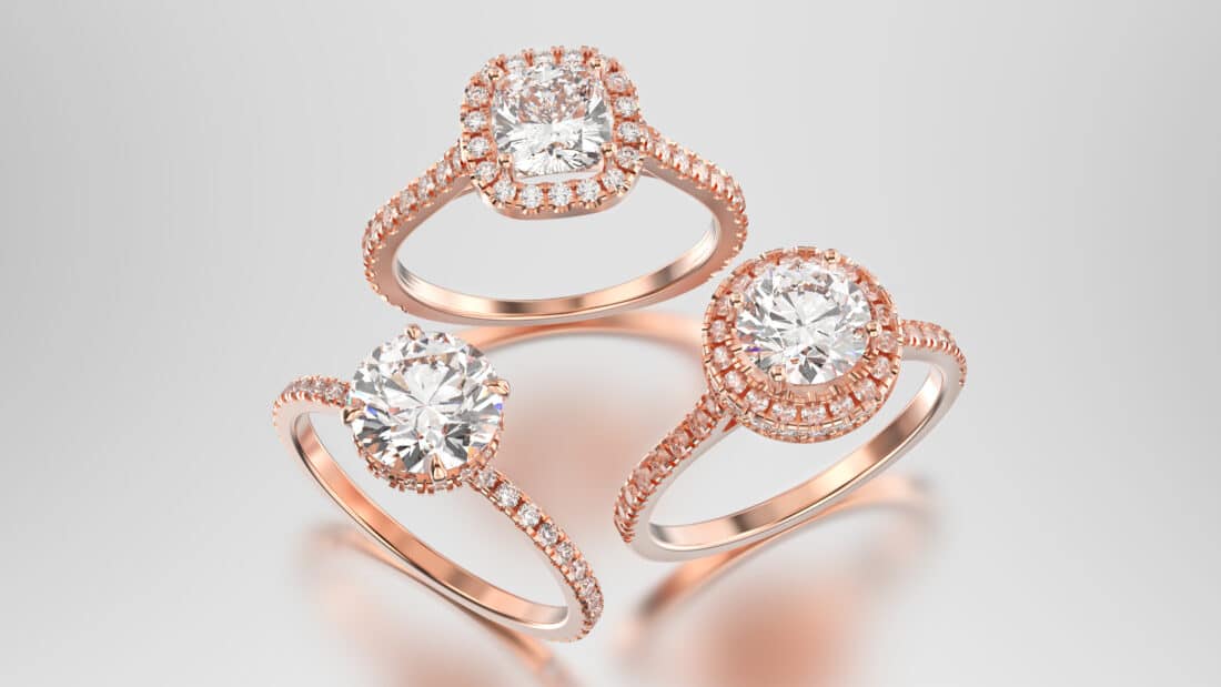 Rose gold rings.