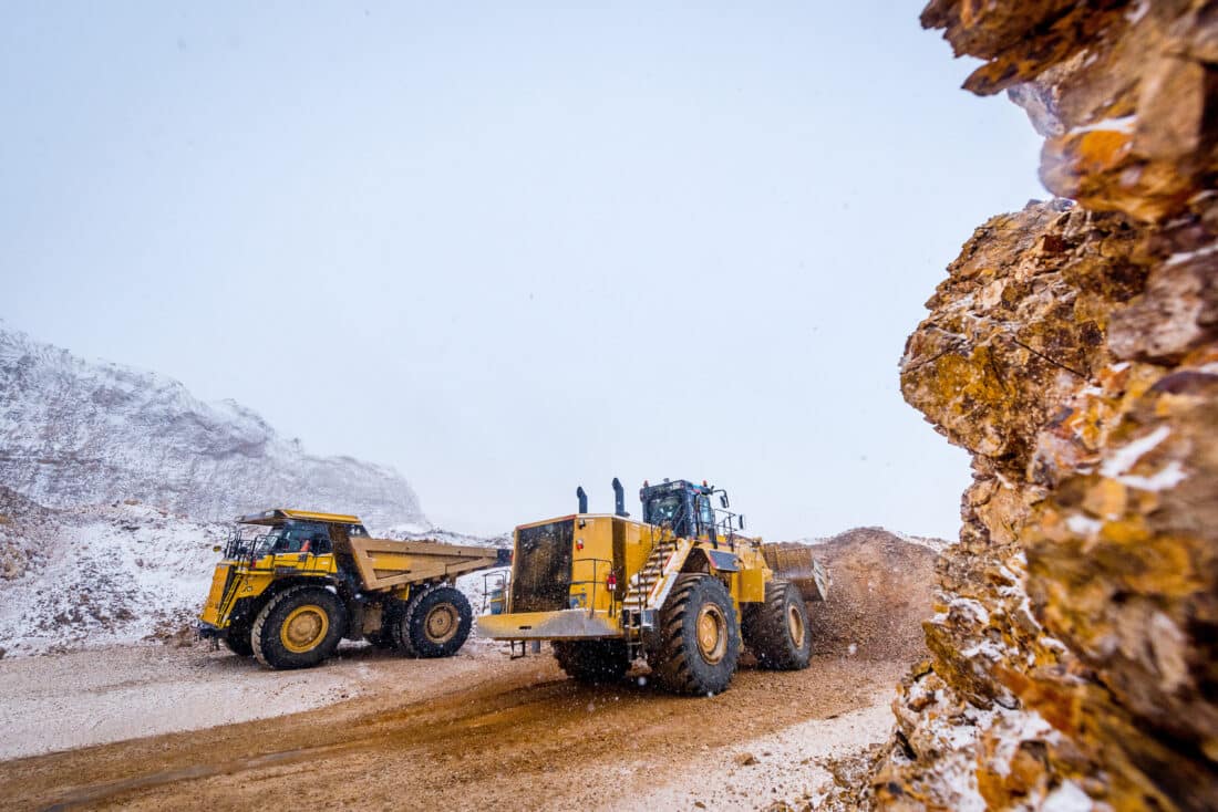 Trucks in a gold mine.