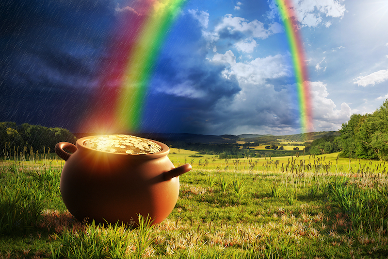 Pot at the end of the rainbow.
