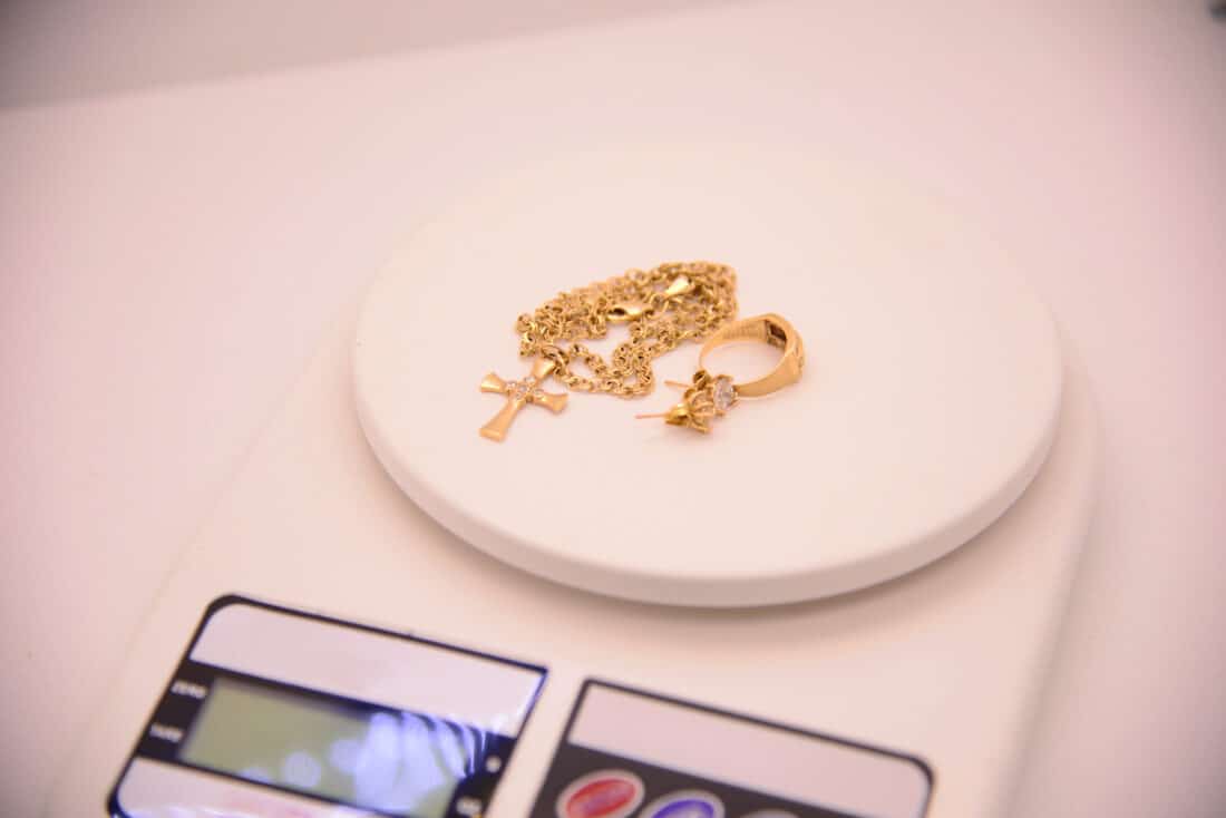 Gold on a scale.