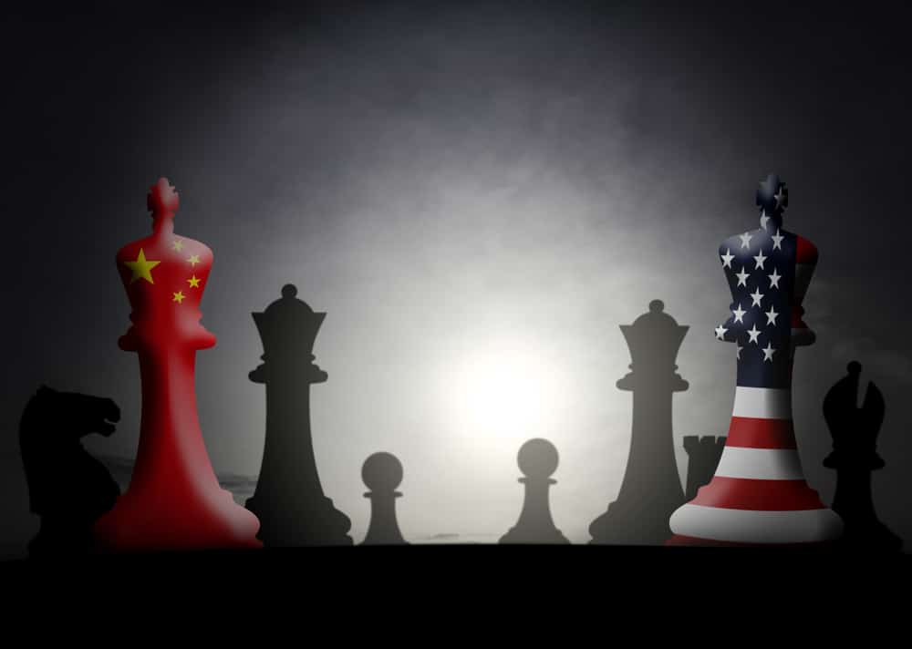 Usa,And,China,Flag,Symbol,On,The,King,Chess,Pieces