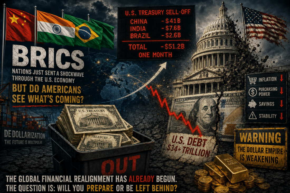 BRICS nations dumping U.S. Treasuries as the U.S. Capitol collapses beside warning signs about inflation, debt, and the weakening dollar system