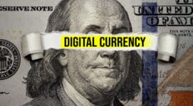 Digital Dollar Reset concept showing Benjamin Franklin on a $100 bill with the words "Digital Currency" symbolizing CBDC risks, FedNow, and programmable money.