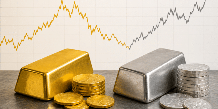 Financial bullion and coin still life