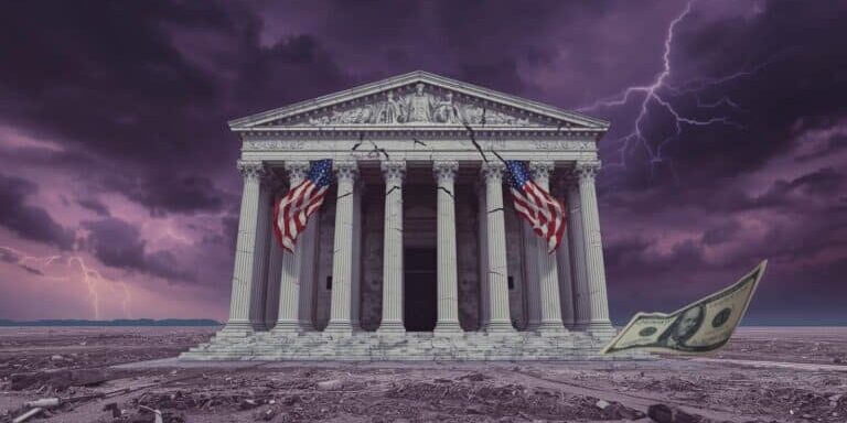 Create an image of america is broke