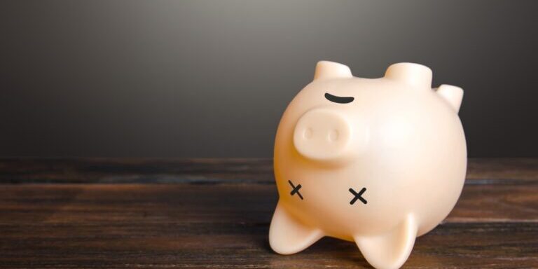 Dead,Piggy,Bank,Lies,Upside,Down.,Economic,Depression.,Financial,Crisis,