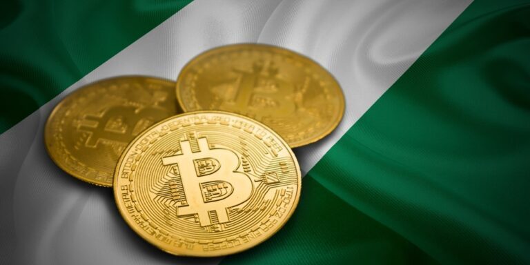 Gold,Crypto,Currency,Bitcoin,On,Nigeria,Country,Flag