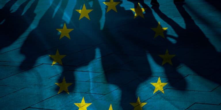 Eu,Flag,And,Shadows,Of,People,Concept,Picture