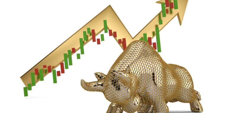 Gold,Hexagon,Mesh,And,Steel,Bull,On,White,Background.3d,Illustration.