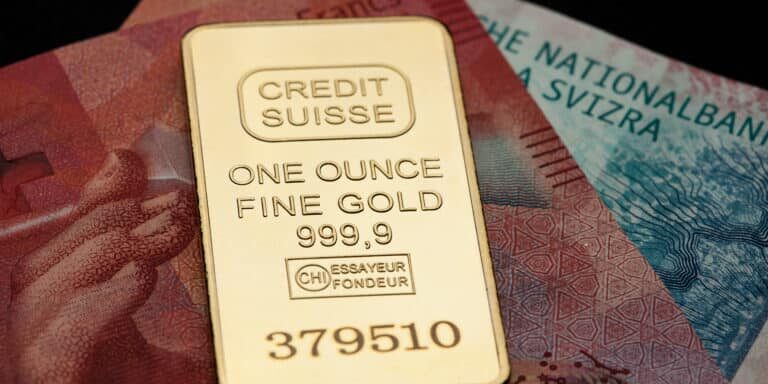 Gold,Credit,Suisse,Swiss,Bank,Golden,Bar,,One,Ounce,(oz)