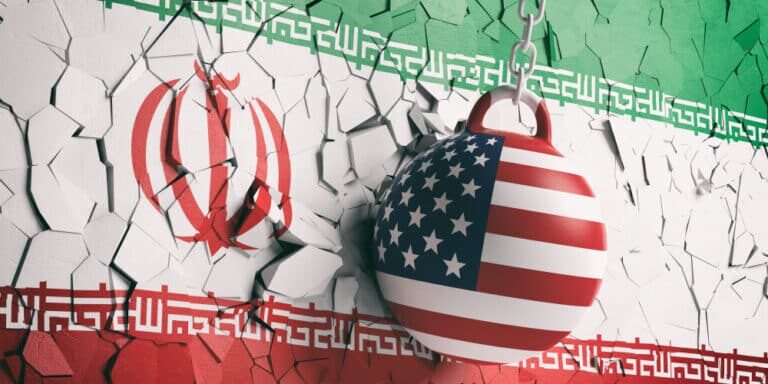 Us,Of,America,And,Iran,Relations.,Usa,Flag,Wrecking,Ball Us,Of,America,And,Iran,Relations.,Usa,Flag,Wrecking,Ball