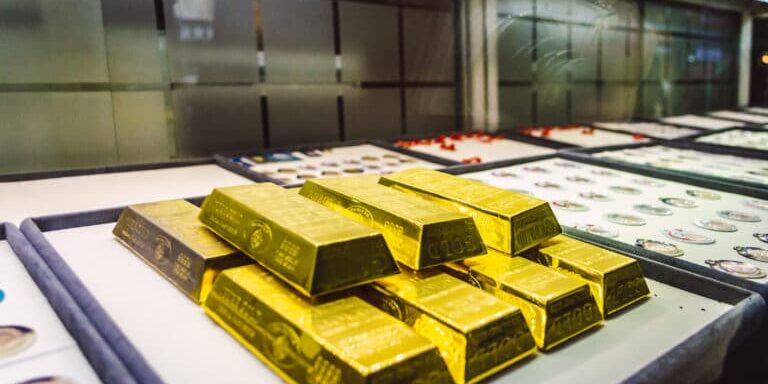 Gold bars on a table.