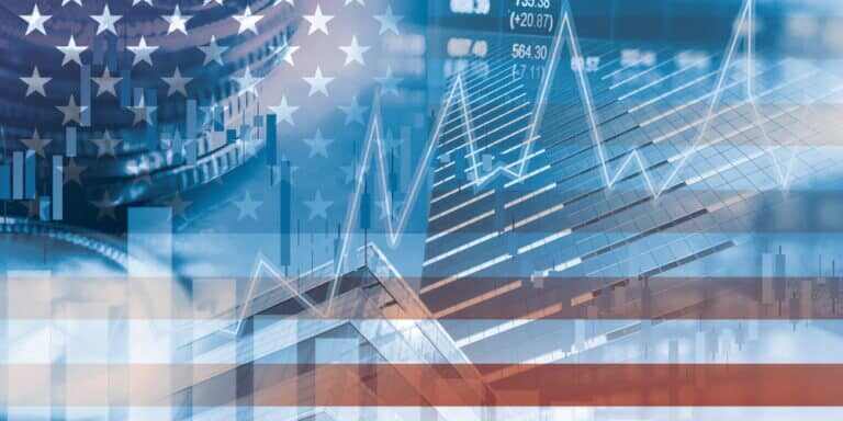 Stock,Market,Investment,Trading,Financial,,Coin,And,Usa,America,Flag