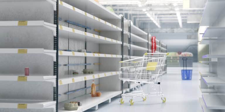 Empty,Shelves,In,Supermarket,Store,Due,To,China,Novel,Coronavirus Empty,Shelves,In,Supermarket,Store,Due,To,China,Novel,Coronavirus