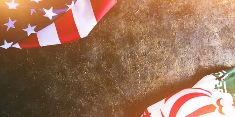 Flags,Of,Iran,And,The,United,States,Of,America,In