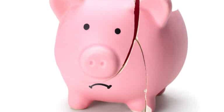 Broken,Piggy,Bank,Isolated,On,White,Background.