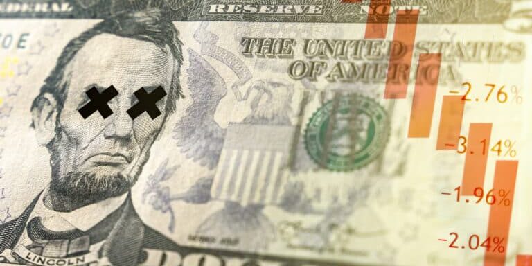 Global,Economic,Crisis,Of,2020,Concept.,Red,Trend,Line,Indicates