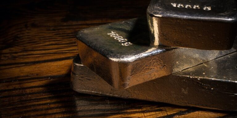 Silver bars on a table.