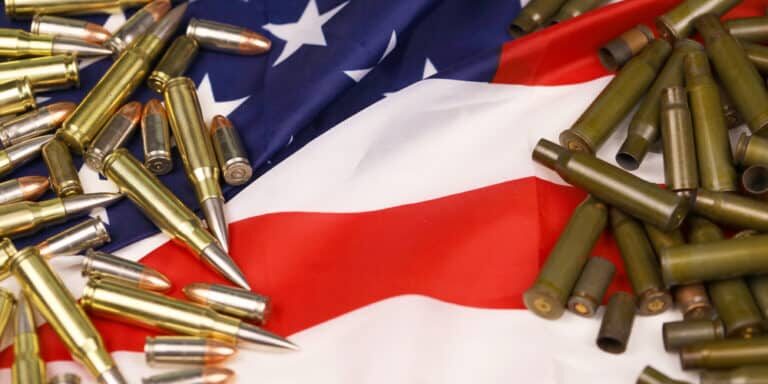 Many,Yellow,9mm,And,5.56mm,Bullets,And,Cartridges,On,United