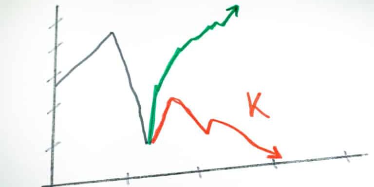 Line,Chart,Showing,A,K-shaped,Recovery,Of,The,Pandemic,Crisis.