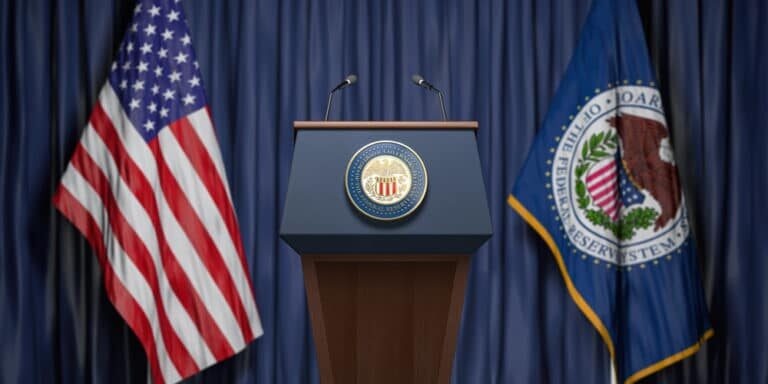 Federal,Reserve,System,Fed,Of,Usa,Chairman,Press,Conference,Concept.