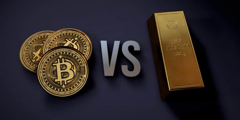 Bitcoin,Vs,Gold,-,Realistic,3d,Render,Illustration,Comparing,Bitcoins