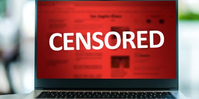 Laptop,Computer,Displaying,The,Sign,Of,Censorship,On,An,Internet