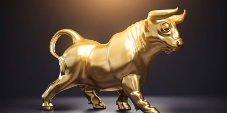 Golden,Bull,On,Black,Backgound.,3d,Illustration