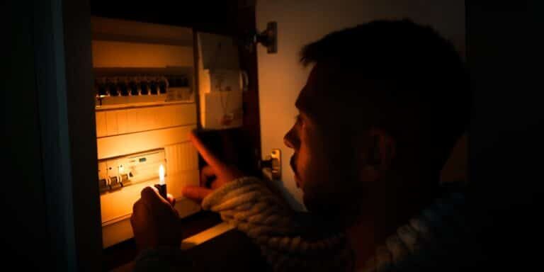 Man,With,Lighter,In,Total,Darkness,Investigating,Fuse,Box,Or America losing energy independence