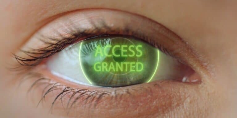 Close,Up,Eye,Access,System,Analyzing,Biometrics,Granting,Connection.,Macro
