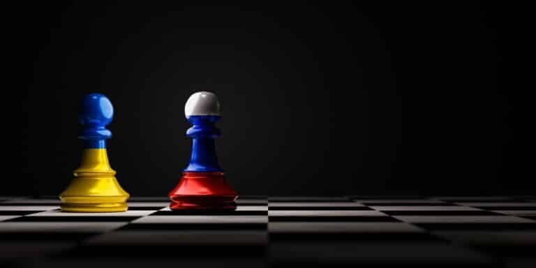 Ukraine,Flag,And,Russia,Flag,On,Chess,On,Chess,Board Ukraine,Flag,And,Russia,Flag,On,Chess,On,Chess,Board