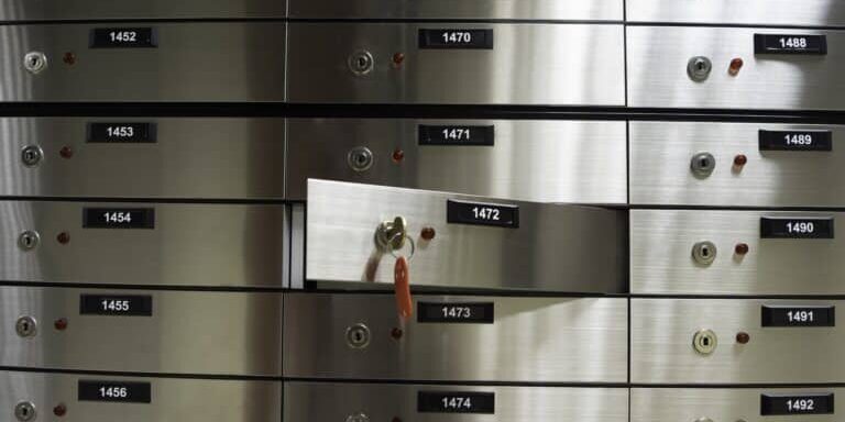 Safe,Deposit,Boxes,Inside,Bank,Vault.,Open,Deposit,Box,With