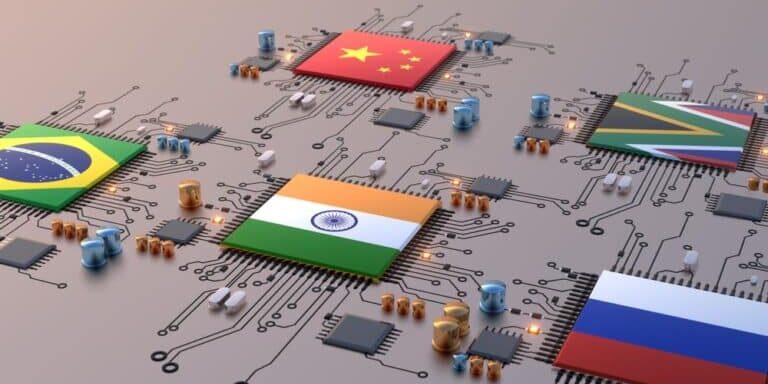 Brics,Nation,Cbdc,Digital,Money,3d,Render,Illustration.,Circuit,Board