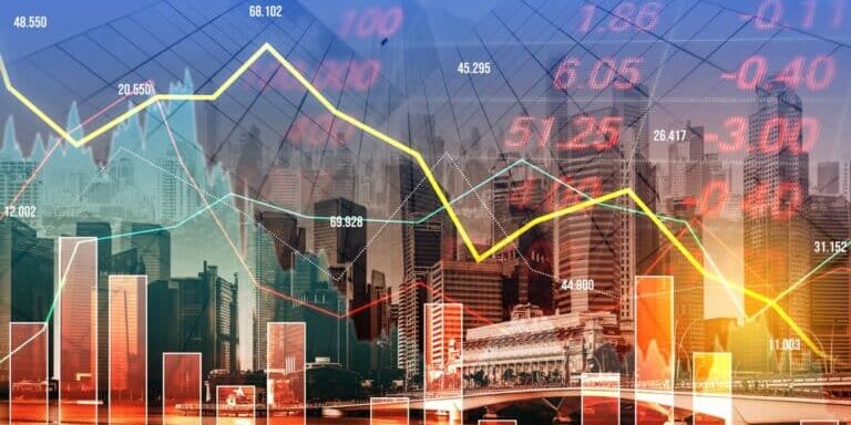 The,Digital,Indicators,And,Declining,Graphs,Of,A,Stock,Market