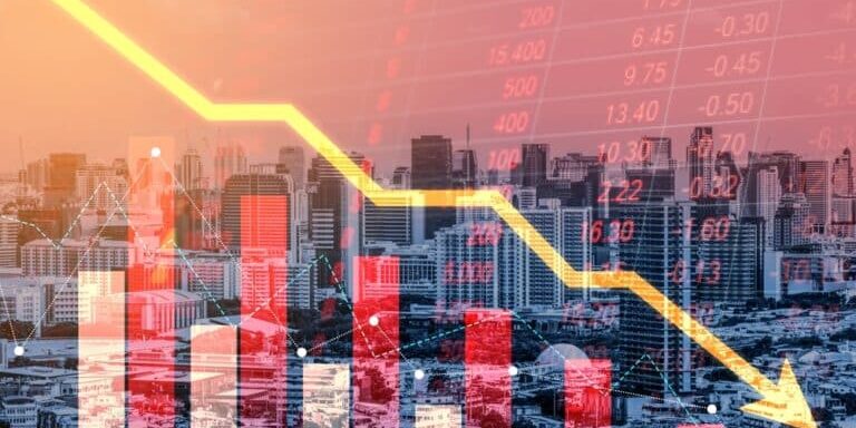The,Digital,Indicators,And,Declining,Graphs,Of,A,Stock,Market