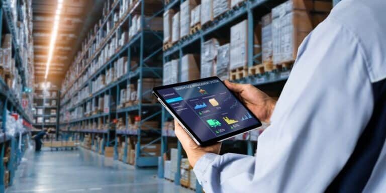 Smart,Warehouse,inventory,Management,System,Concept.manager,Using,Digital,Tablet,showing,Warehouse,Software