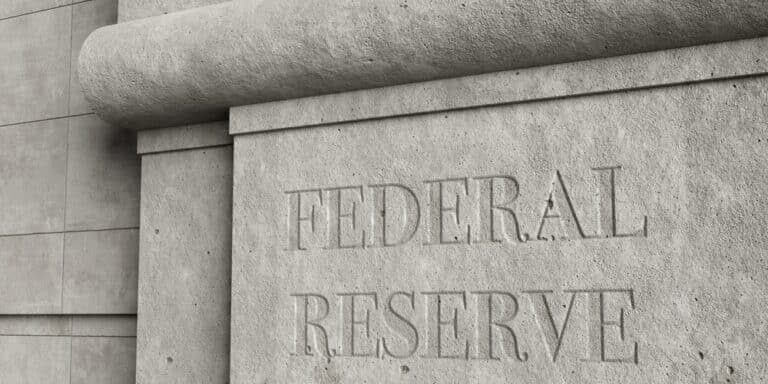 Retro,Style,Concrete,Wall,Engraved,With,The,Word,Federal,Reserve.