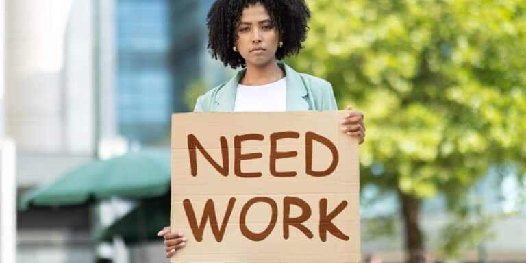 Unemployed,Pretty,Young,Black,Woman,Wearing,Casual,Outfit,Standing,On