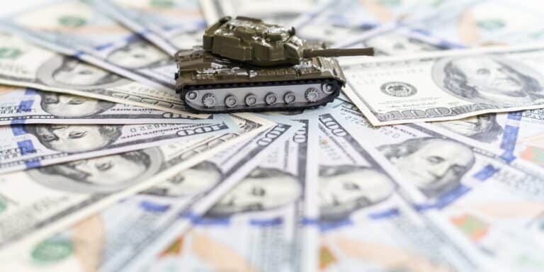 Tank,On,Dollar,Banknotes.,The,Concept,Of,War,Costs,,Military