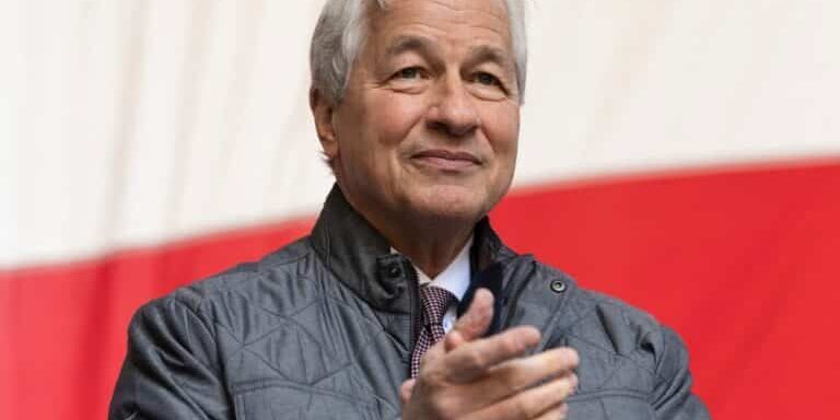 Jamie,Dimon,Attends,Ceremony,For,Final,Steel,Beam,Wrapped,With