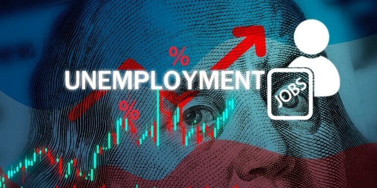 Unemployment,Rate,Analysis,With,Arrow,And,Percentage,Overlay,On,A