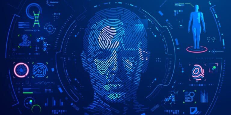 Concept,Of,Digital,Forensic,Or,Biometrics,,Graphic,Of,Man,Face