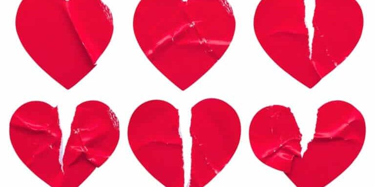 Red,Color,Broken,Heart,Shape,Sticker,Set,Isolated,On,White