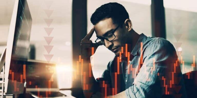 Man,,Technology,And,Stress,With,Overlay,In,Office,For,Finance,