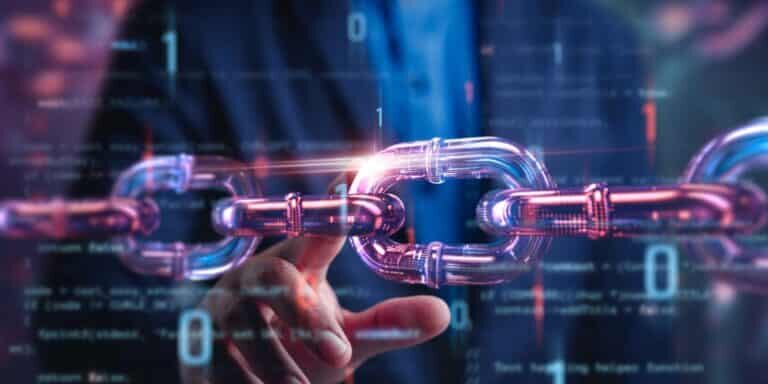 Businessman,Touch,Digital,Chain,,Blockchain,Financial,Technology,To,Secure,Cryptocurrencies Businessman,Touch,Digital,Chain,,Blockchain,Financial,Technology,To,Secure,Cryptocurrencies