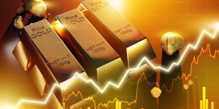 Rising,Gold,Prices.,Increase,In,Prices,For,Golden,Bullion.,Growing