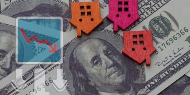 A,Declining,Graph,Next,To,A,House,Symbolizes,The,Downturn