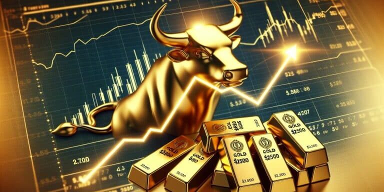Gold,Price,Chart,Shooting,Above,$2500,With,Gold,Bars,And