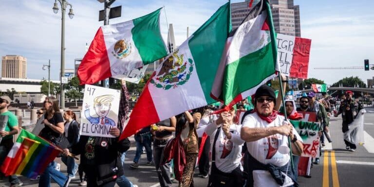 Demonstrators,Protest,During,A,Rally,Against,President,Donald,Trump's,Crackdown Demonstrators,Protest,During,A,Rally,Against,President,Donald,Trump's,Crackdown