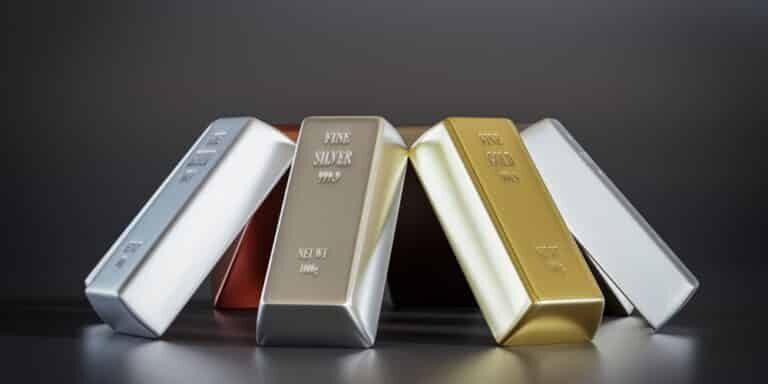 3d,Rendering,Of,Eight,Common,Precious,Metal,Bars,Arranged,Into